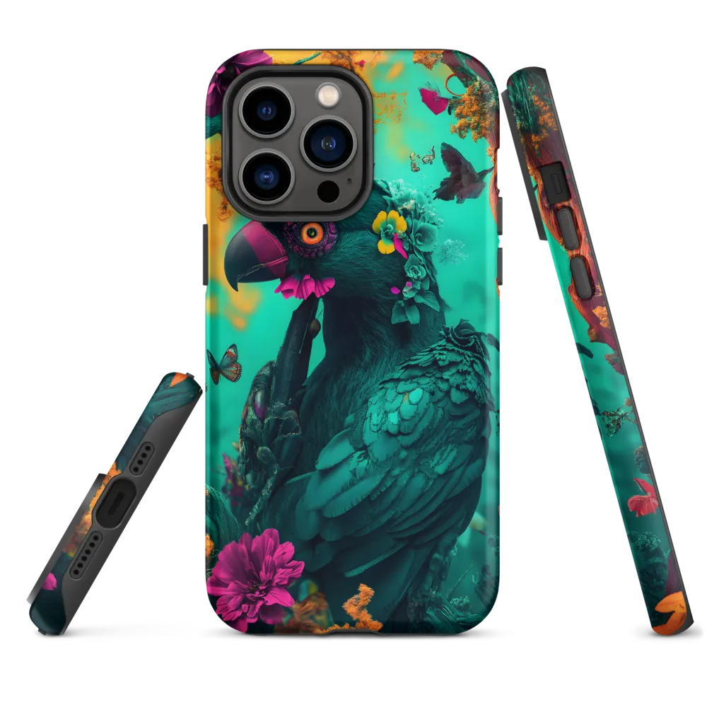 Surreal Parrot with Flowers and Butterflies | Phone Case