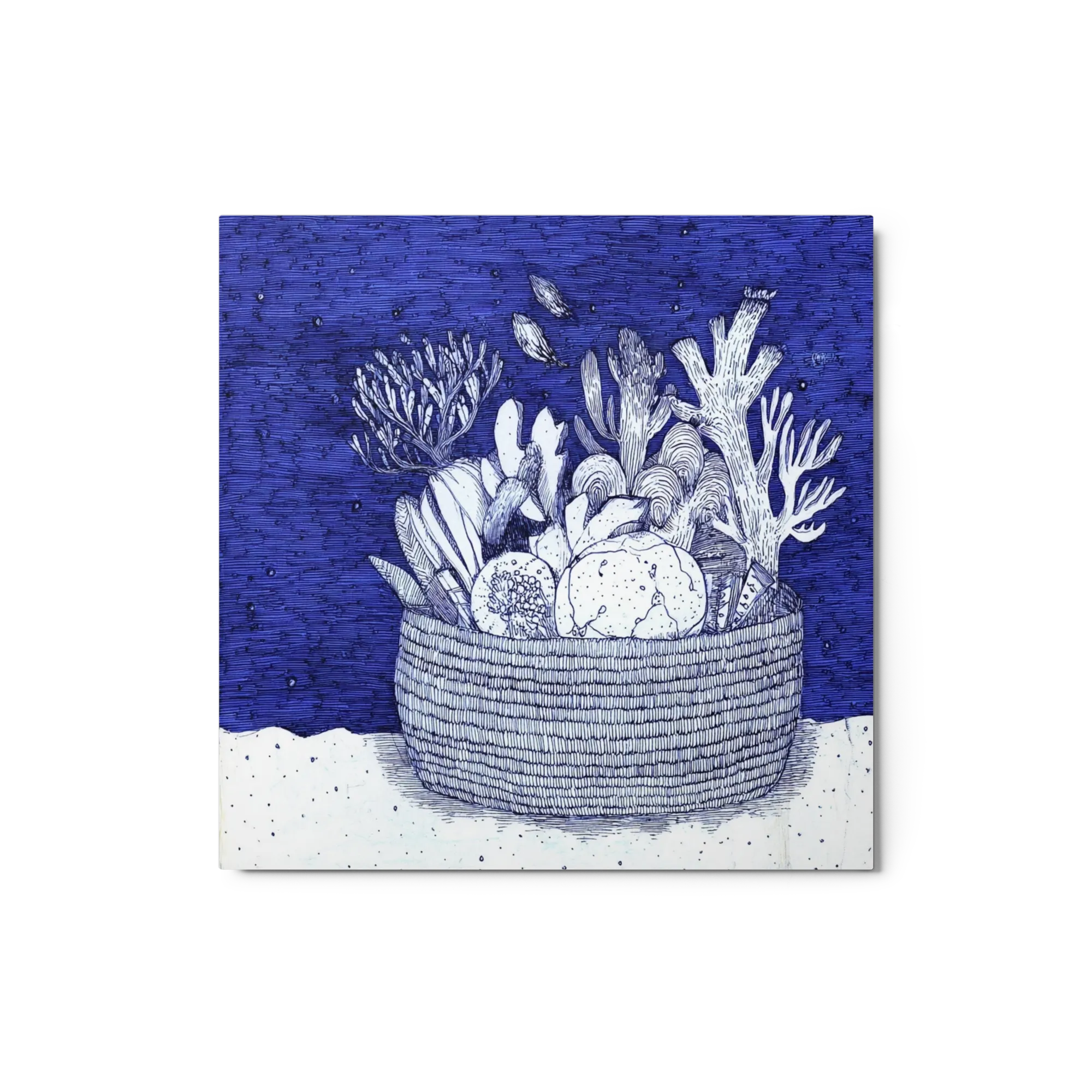 Coral in a Woven Basket