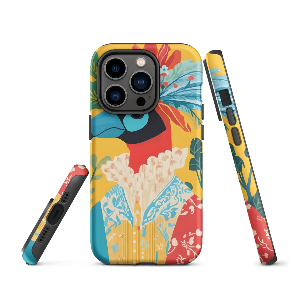 Colorful Bird with Floral Headdress | Phone Case