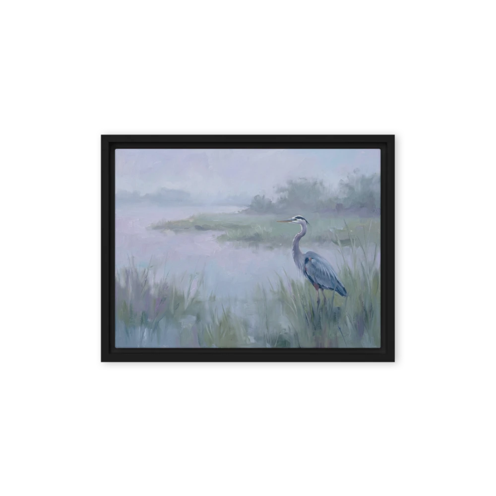 Misty Marsh Heron | Art Print