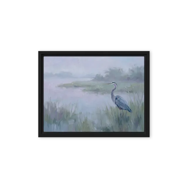 Misty Marsh Heron | Art Print