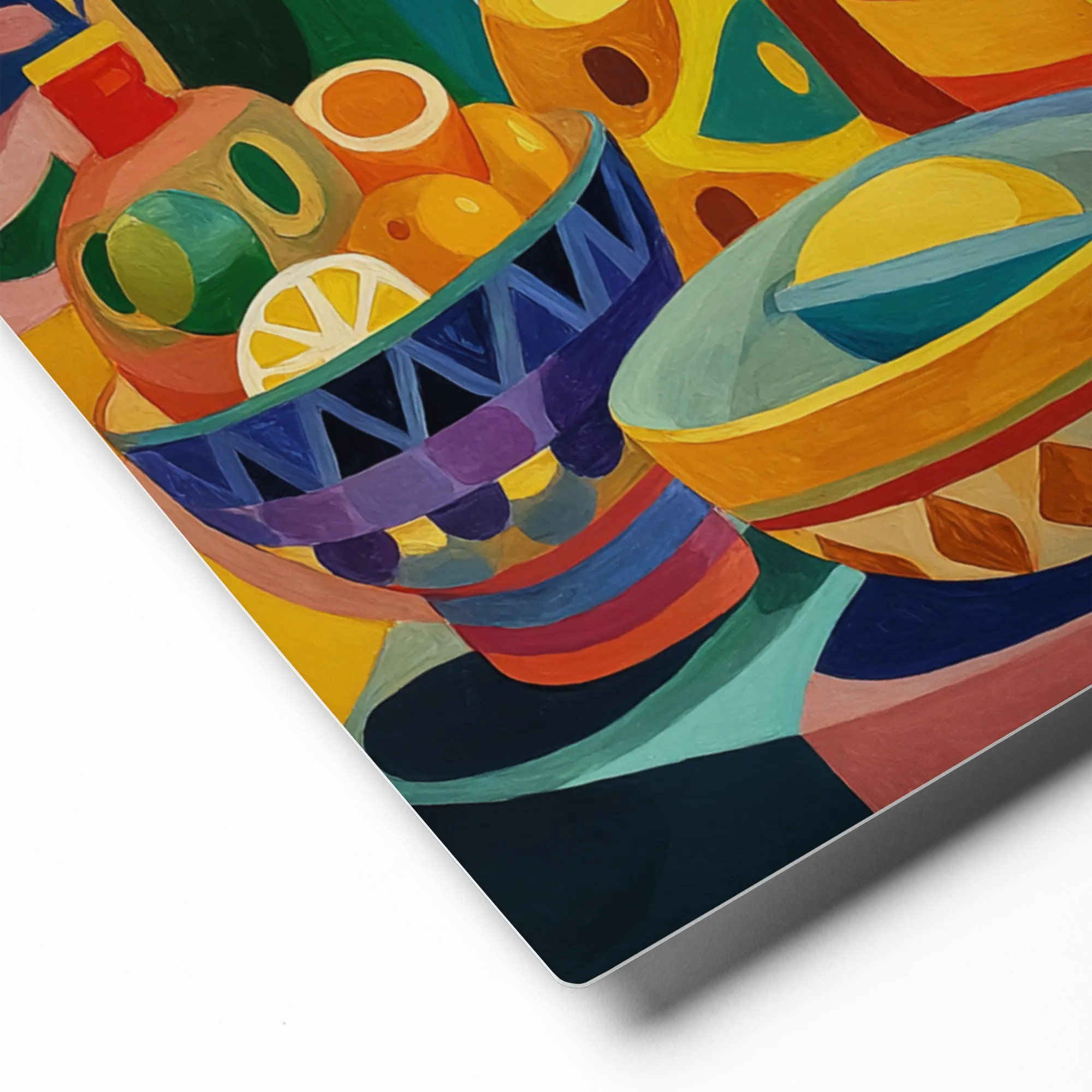 Cubist Still Life with Fruit and Bottles | Art Print