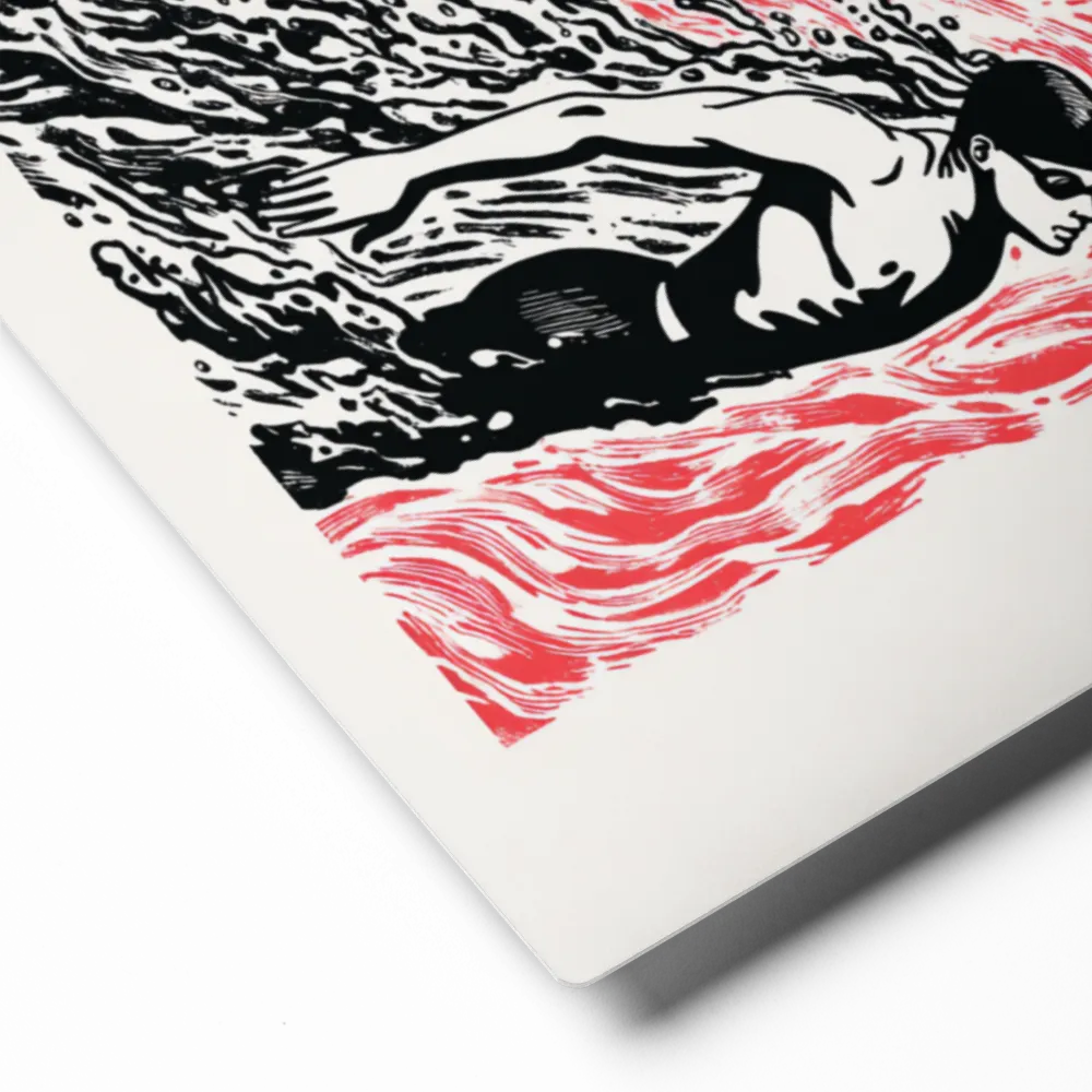 Red Waves and Butterfly Strokes | Art Print