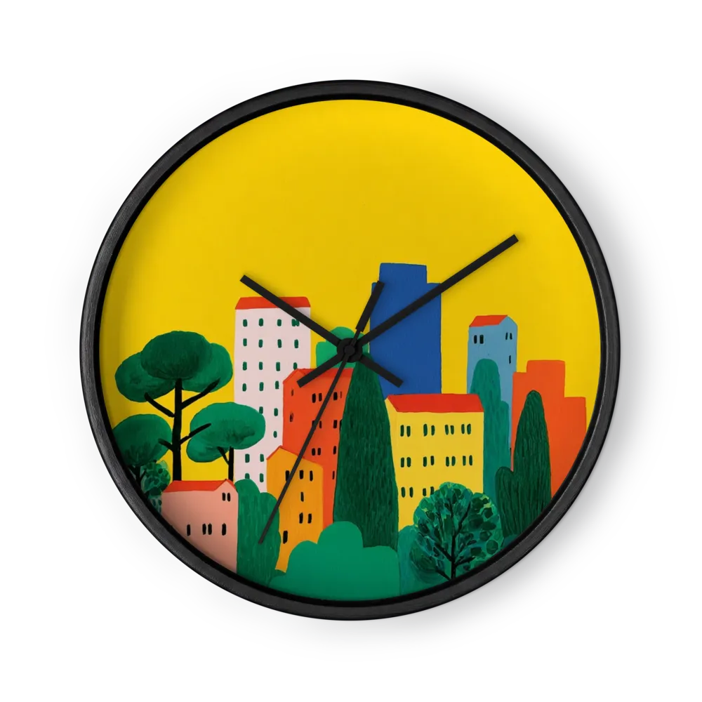 Panorama du Village Ensoleillé | Horloge murale