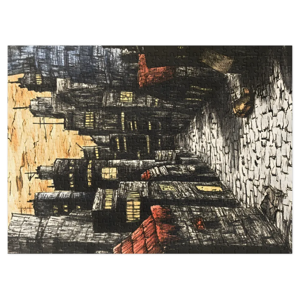 Dystopian City Alley 
 Jigsaw Puzzle in Tin Box
