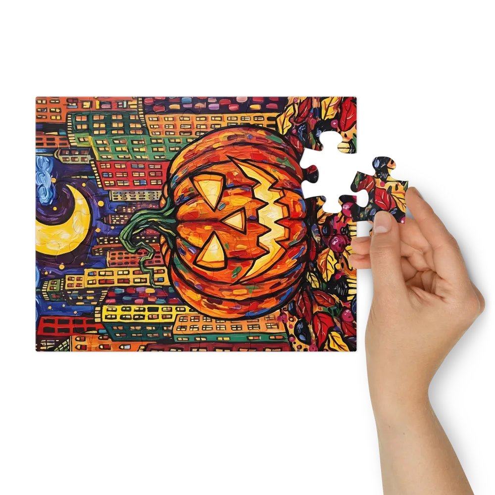Midnight Jack-o'-Lantern 
 Jigsaw Puzzle in Tin Box