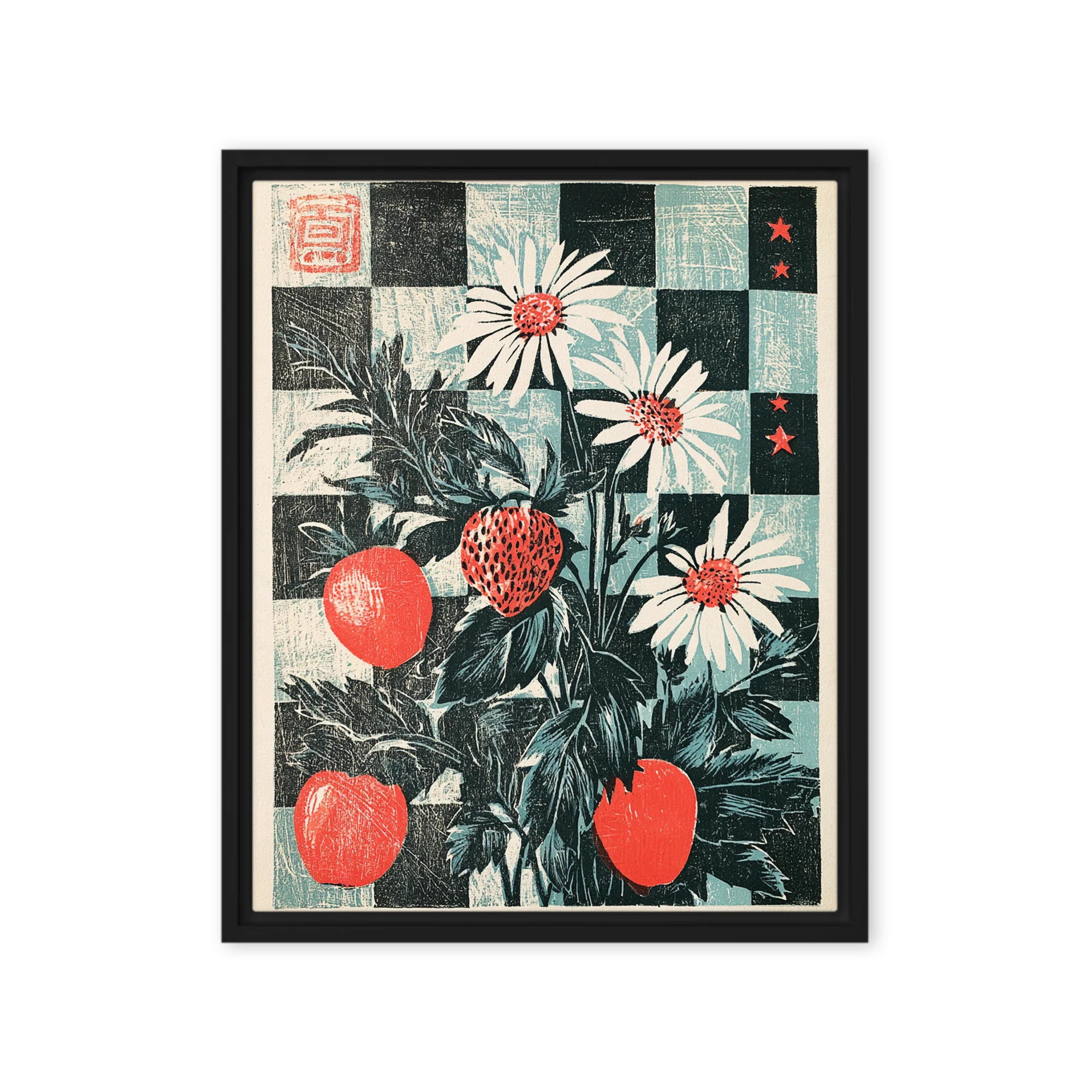 Strawberries and Daisies | Art Print
