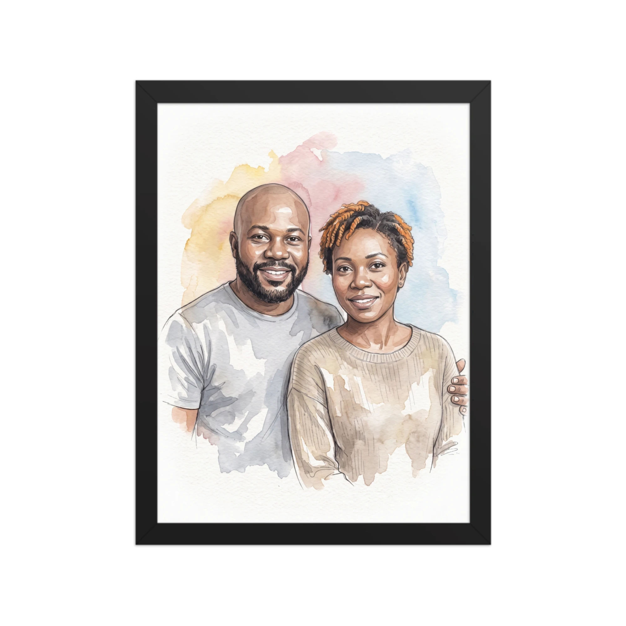 Watercolor Sketch Couple Portrait — example