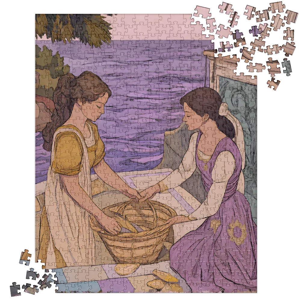 Maidens by the Water 
 Jigsaw Puzzle in Tin Box