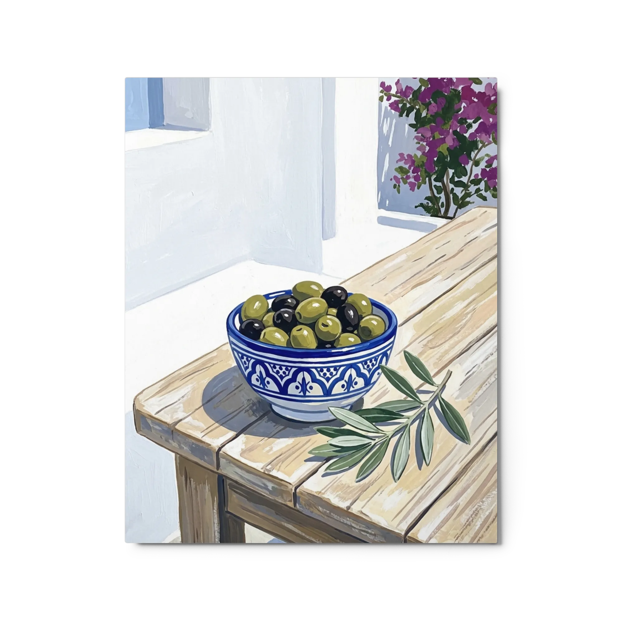 Sunlit Mediterranean Olives 
 Metal Print | 16″x 20″