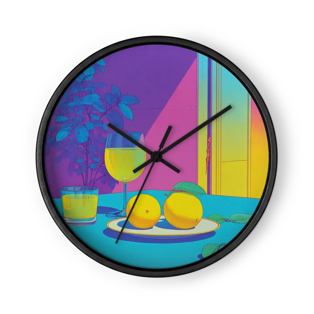 Lemon and Wine Still Life | Wall Clock