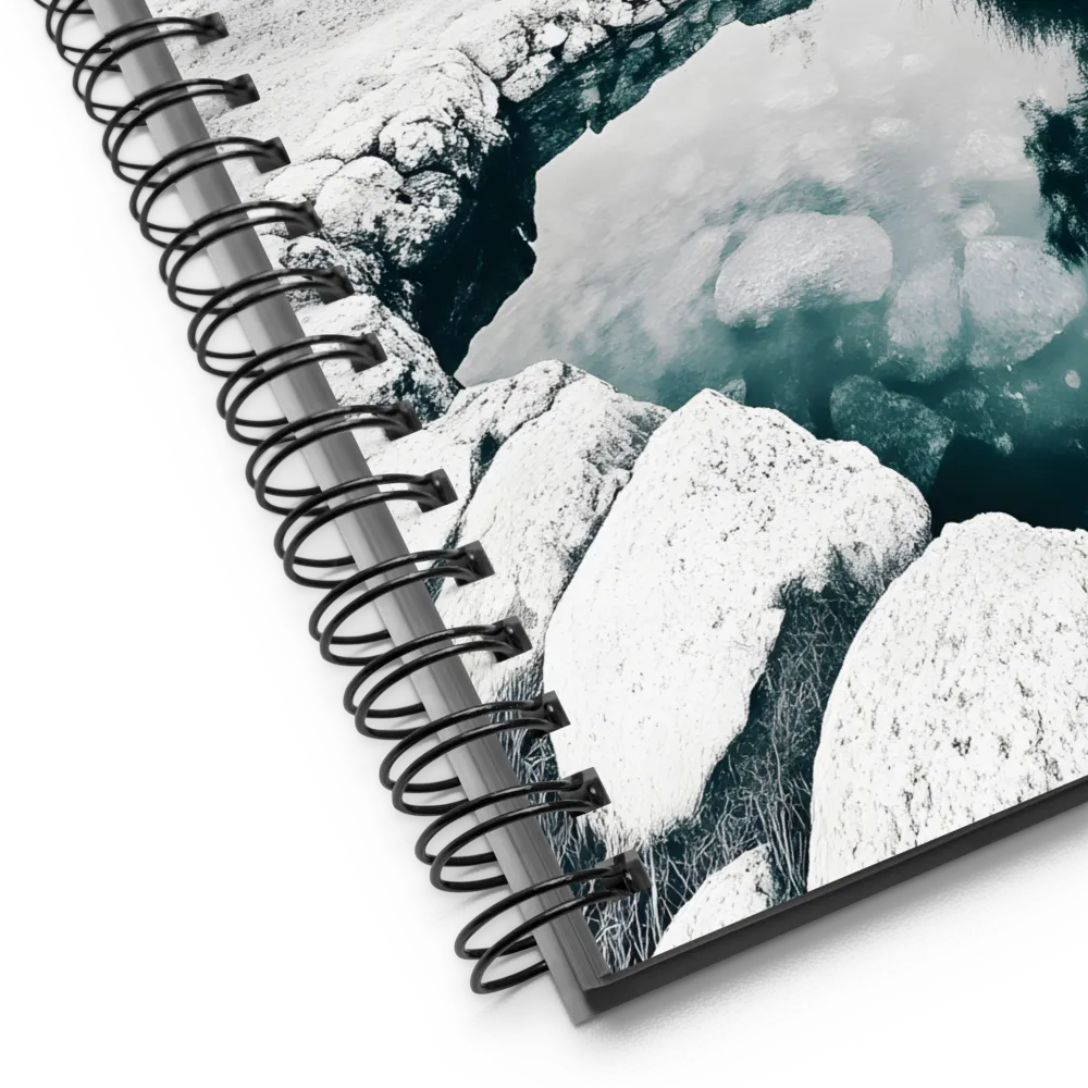 Monochromatic Pond with Pink Tree 
 Spiral Notebook | 140 pages
