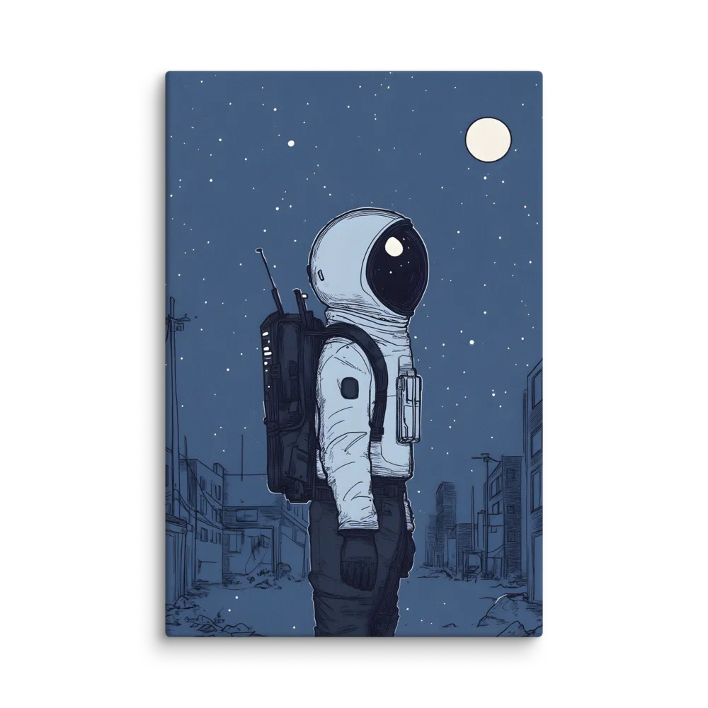 Stargazer in the City 
 Canvas with White Frame