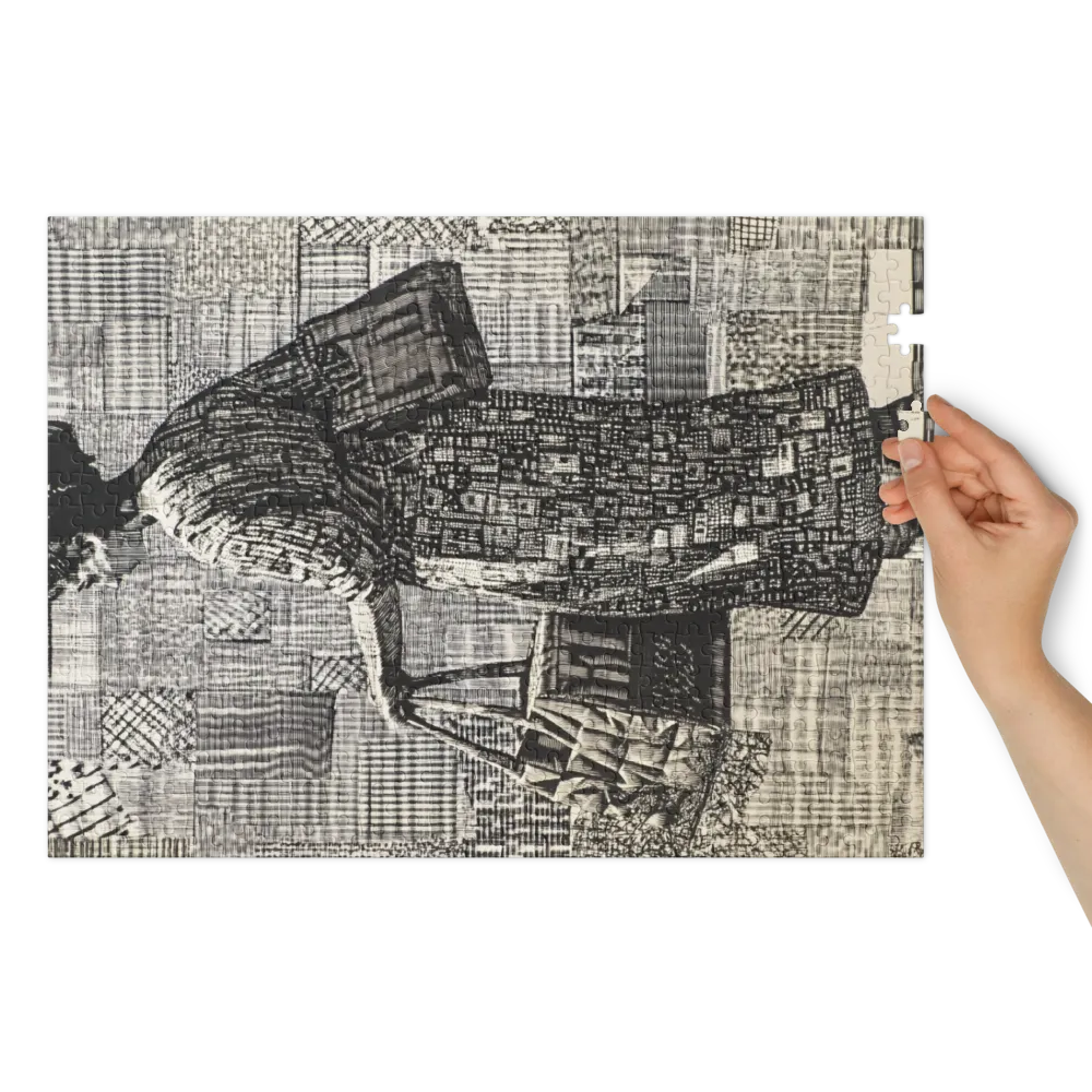 Ink Drawing of Woman with Shopping Bags | Jigsaw Puzzle (252/520 pieces)