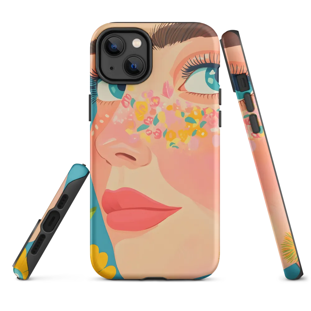Female Portrait with Floral Patterns | Phone Case