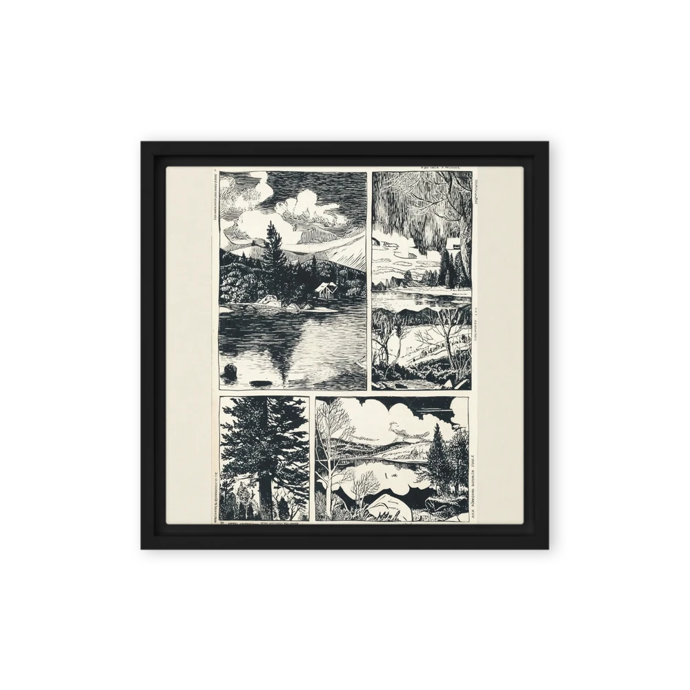 Mountain Lake Woodcut | Art Print