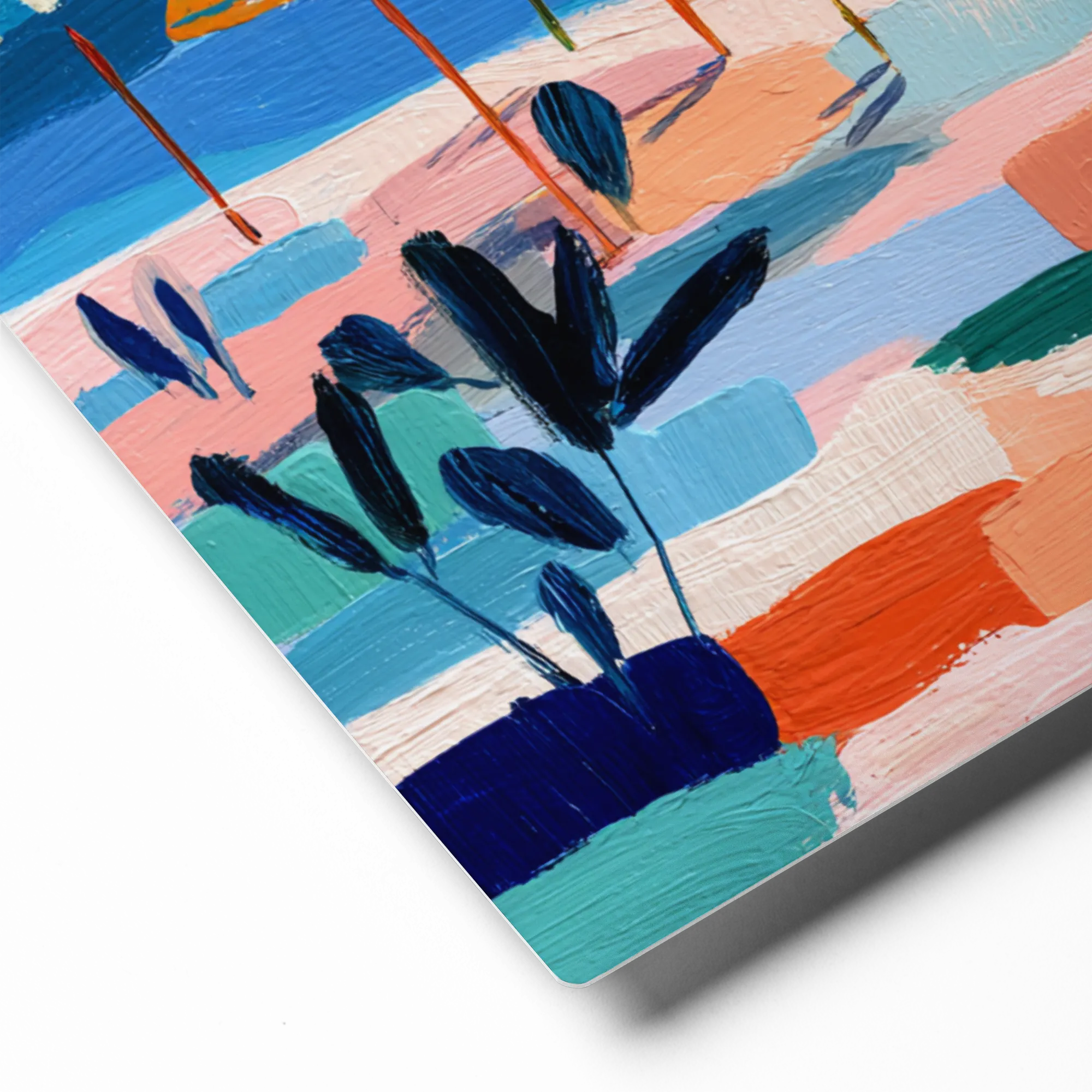 Sunny Parasols 
 Canvas with White Frame