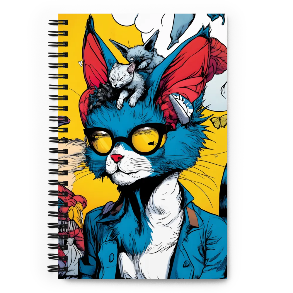 Anthropomorphic Cat with Shades 
 Spiral Notebook | 140 pages
