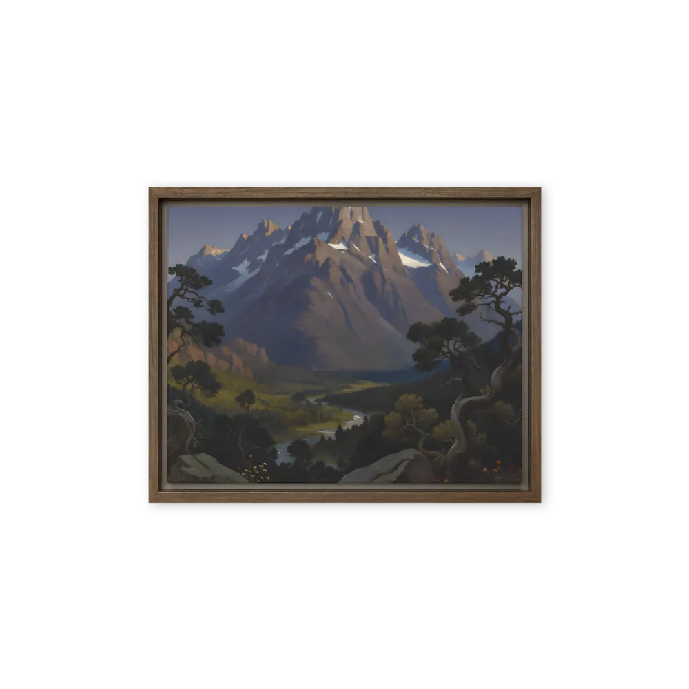 Alpine River Valley 
 Canvas with White Frame