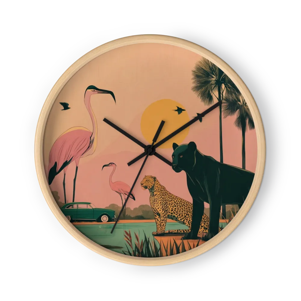 Jungle Birds In Sunset Pink — Flamingos Under Mustard Suns