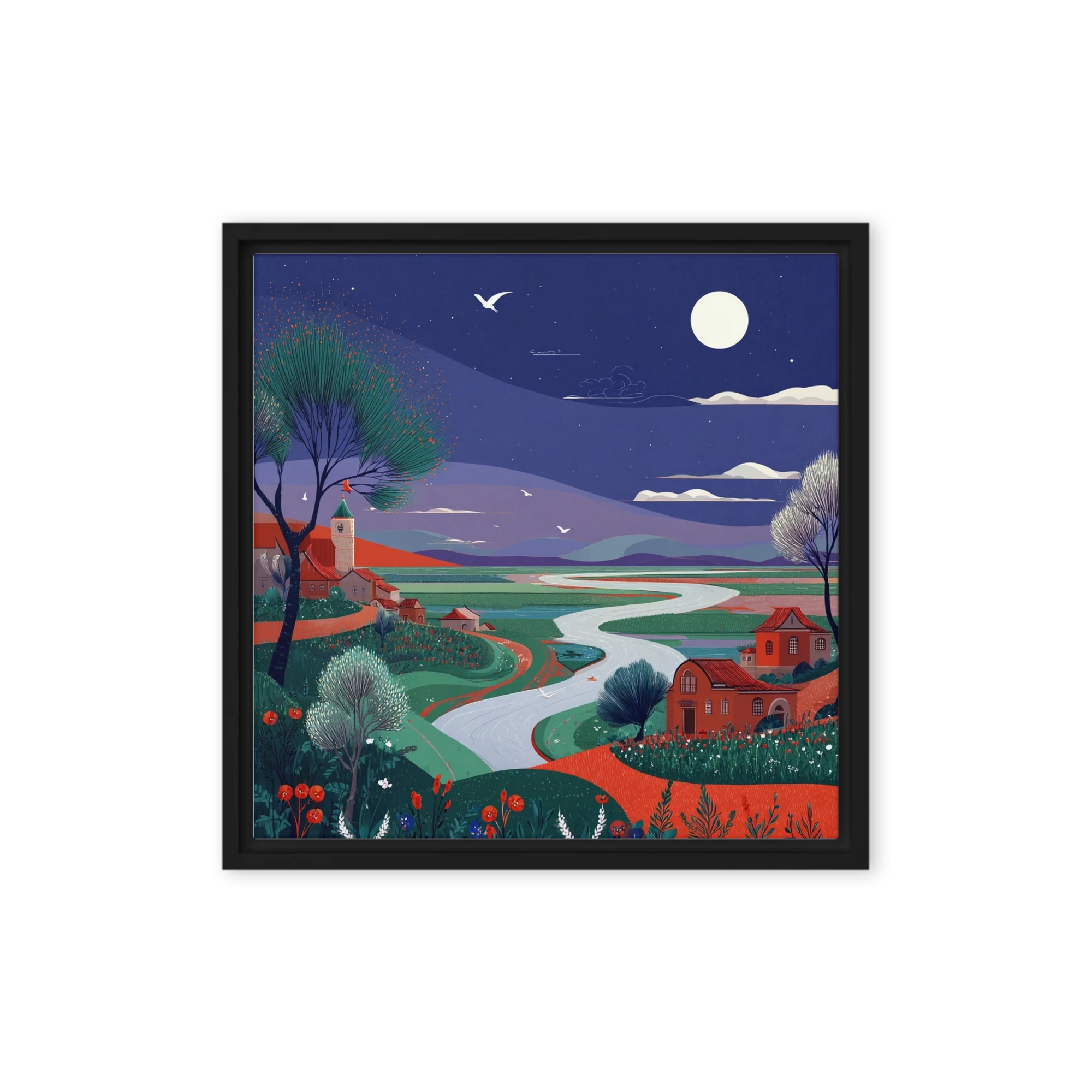 Moonlit River Landscape