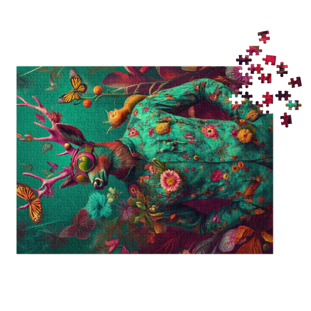 The Floral Stag 
 Jigsaw Puzzle in Tin Box
