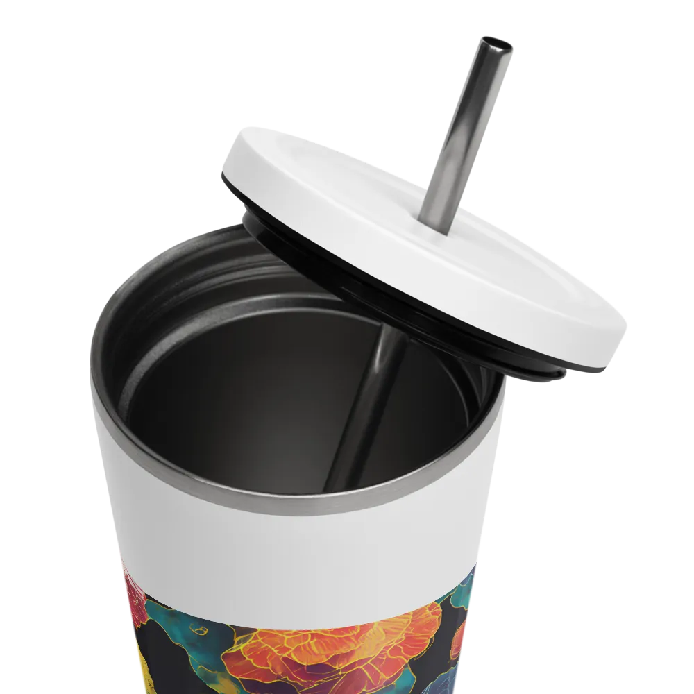 Tapeçaria de peônias néon | Caneca de viagem