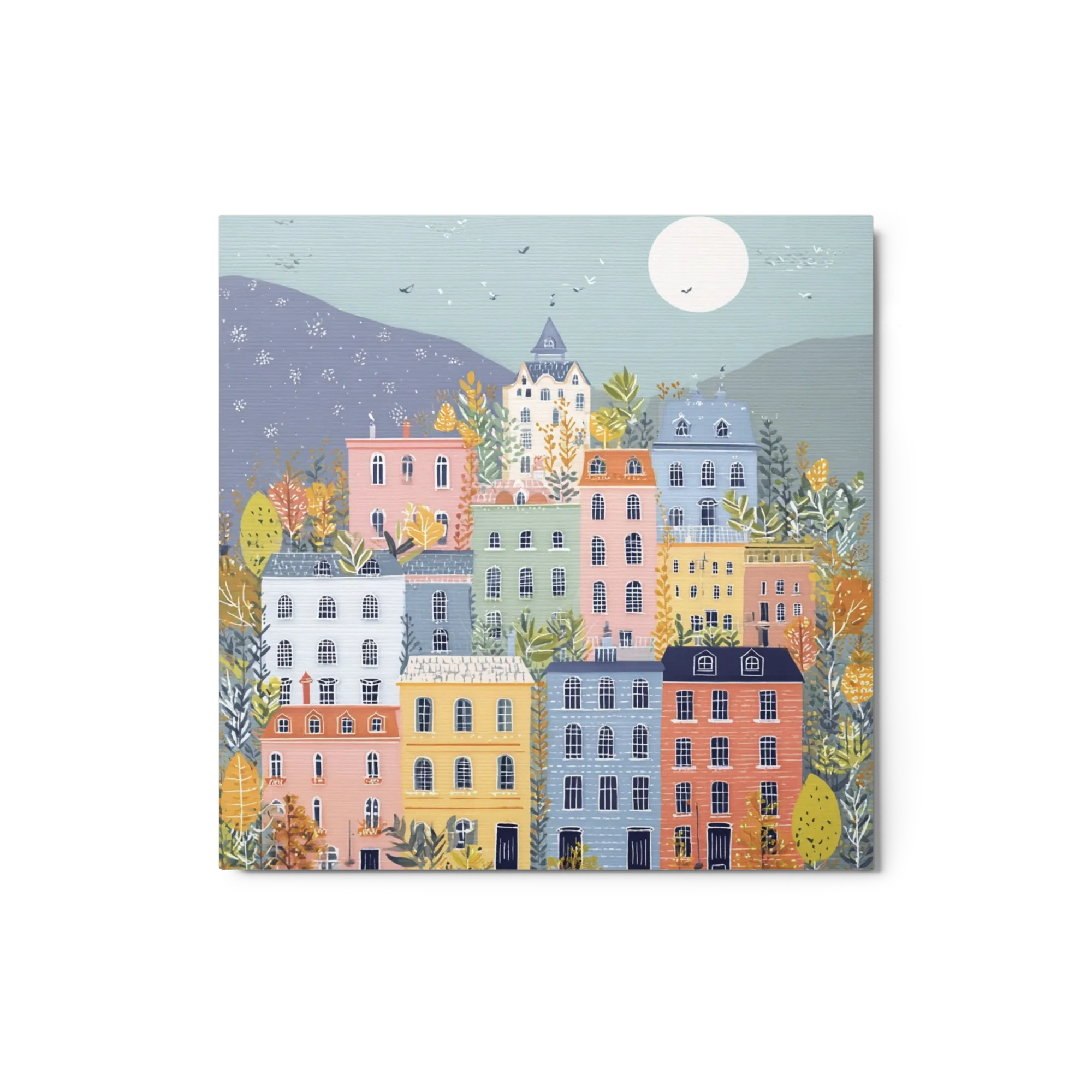 Moonlit Pastel Village
