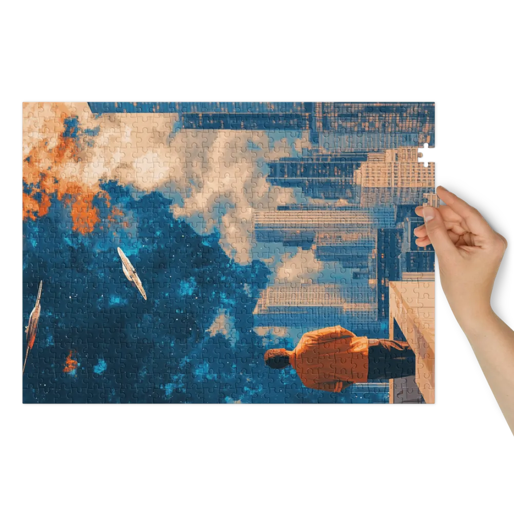 Futuristic Cityscape with Spaceships | Jigsaw Puzzle (252/520 pieces)