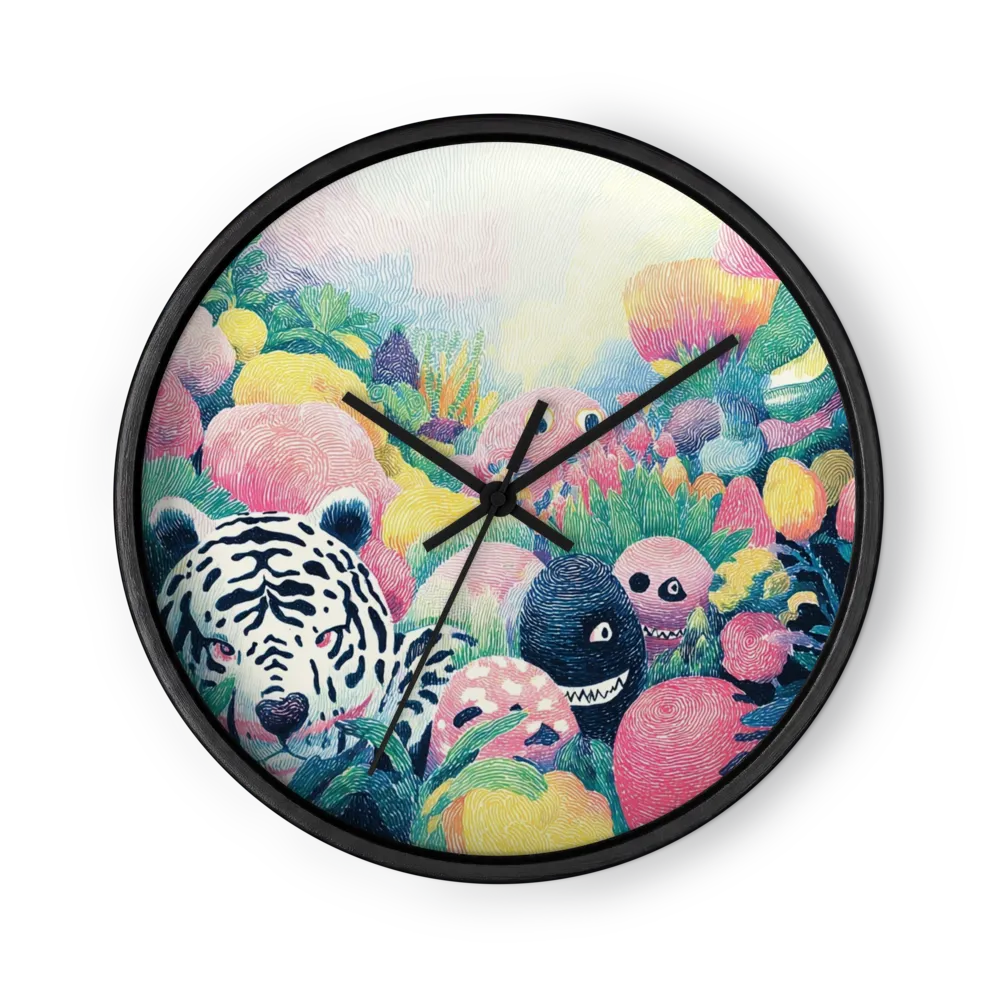 Jungle Creatures and White Tiger | Wall Clock