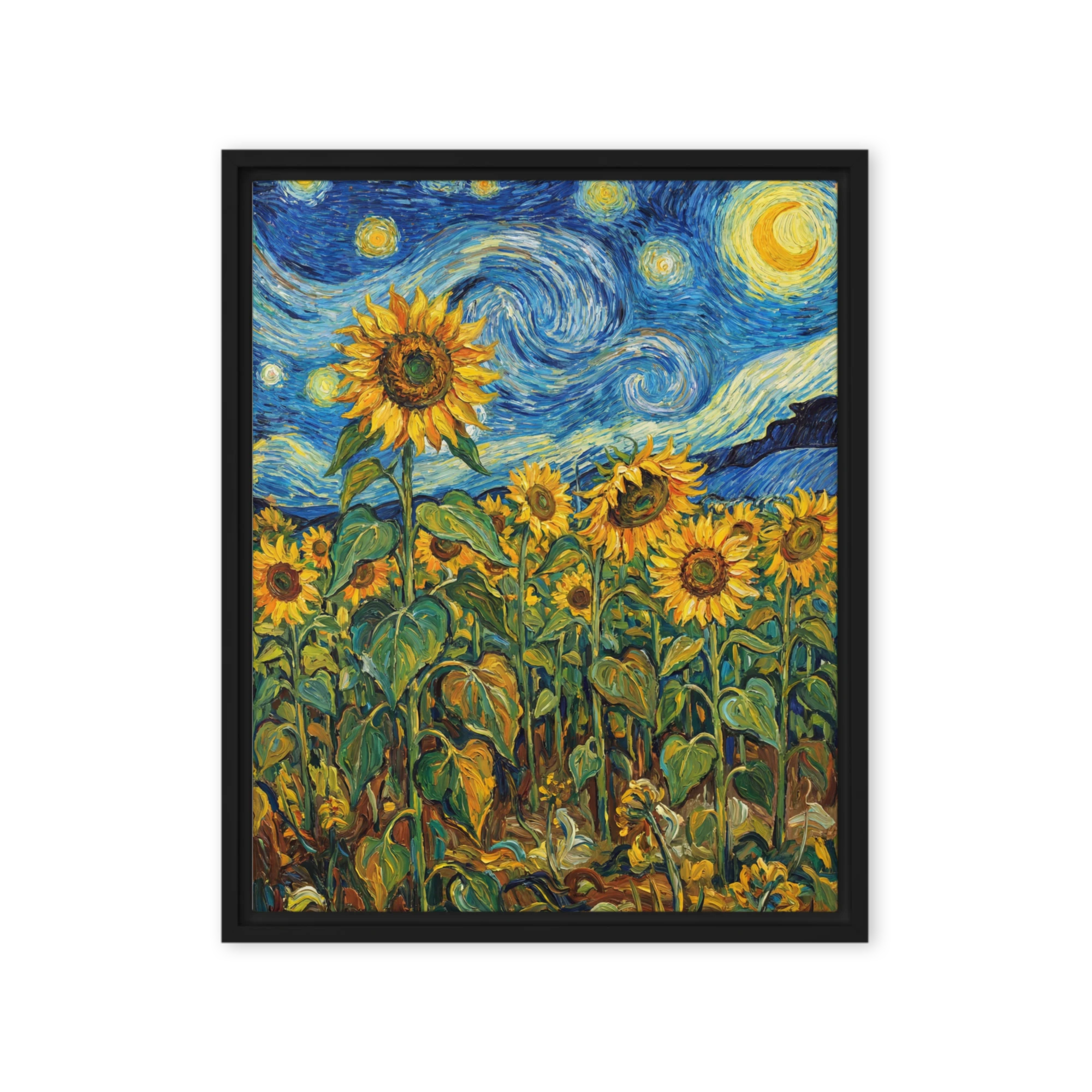 Sunflowers Under Starry Night