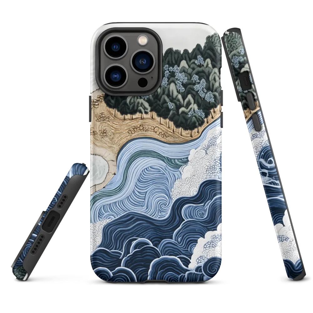 Coastal Landscape with Waves and Forest | Phone Case