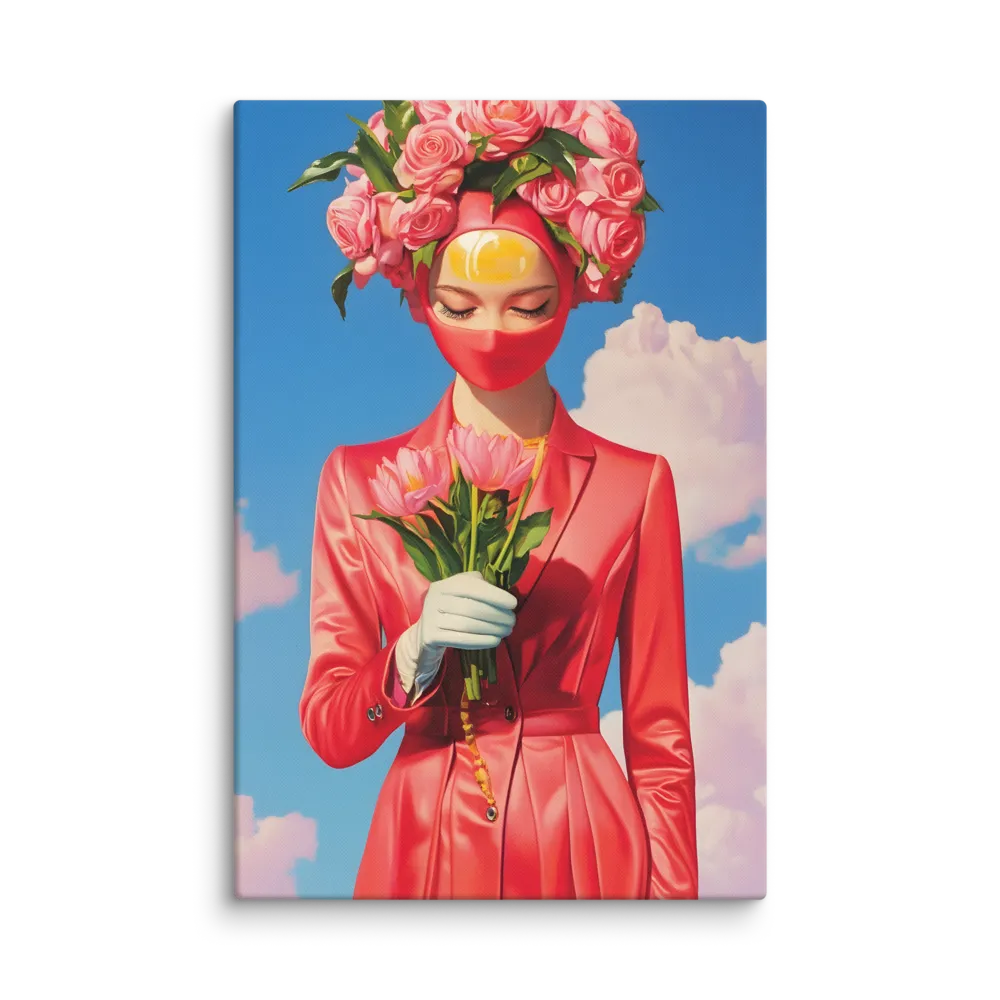 The Veiled Bloom 
 Canvas with Brown Frame