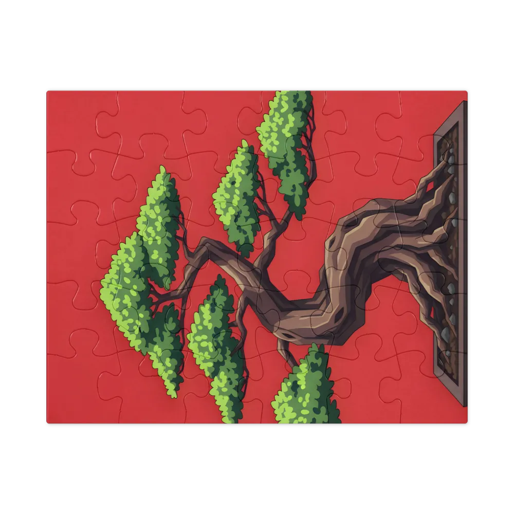Stilisierter Bonsai-Baum 
 Puzzle in Metalldose