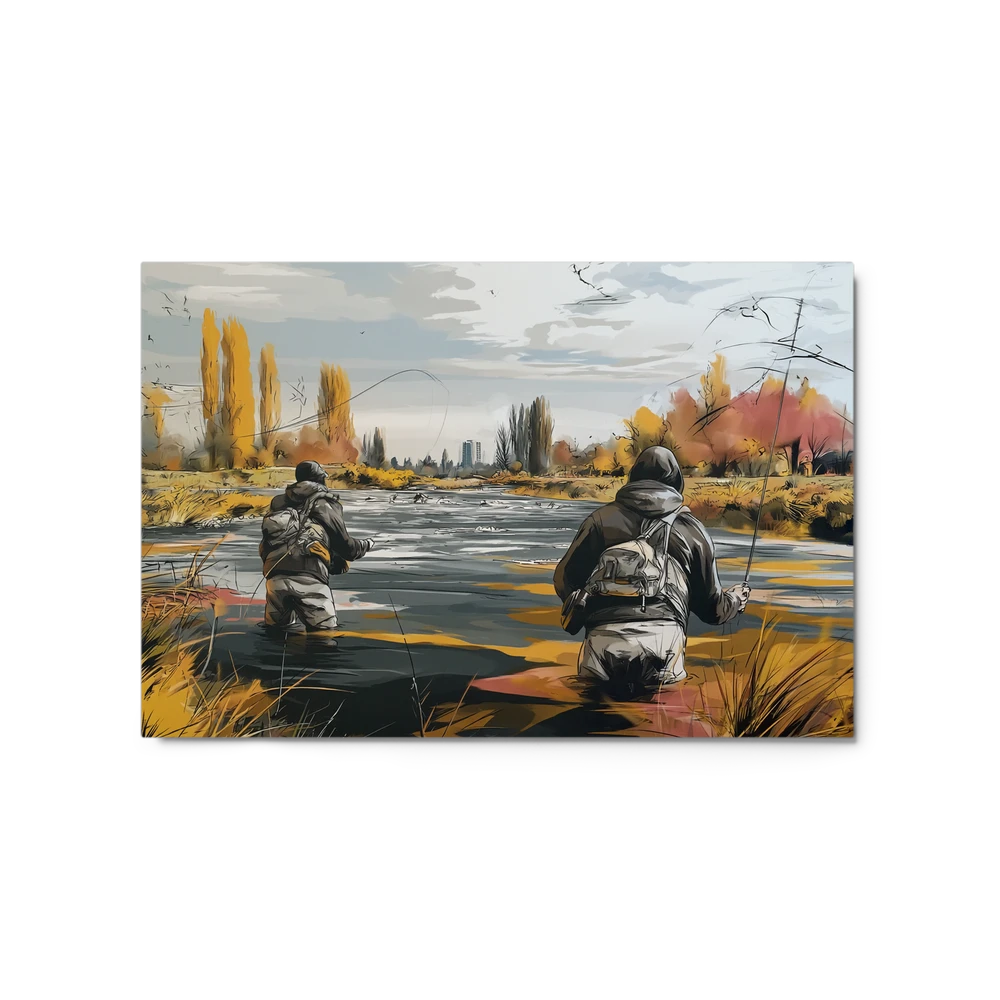 Autumn River Anglers | Art Print