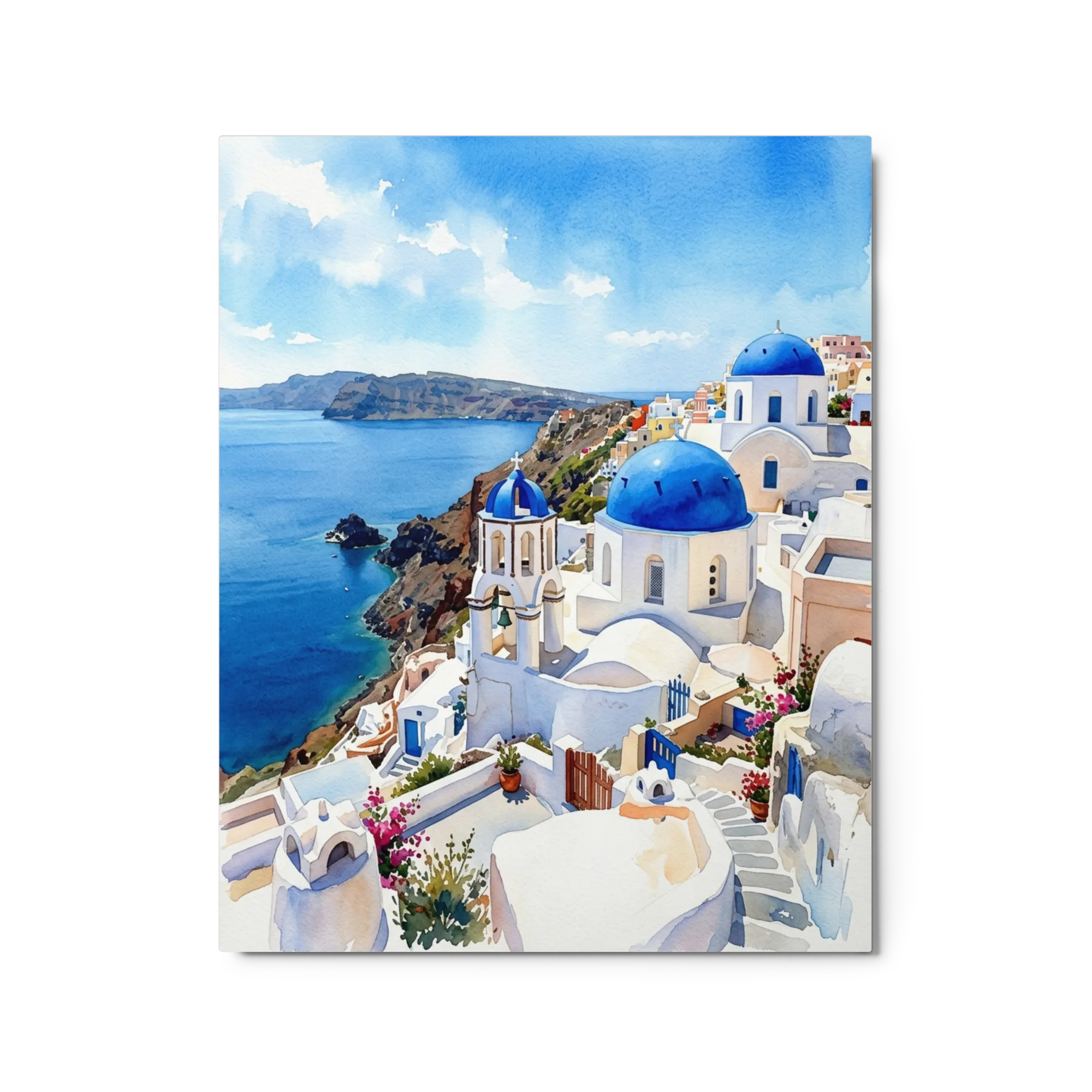 Santorini Blue Domes 
 Canvas with White Frame
