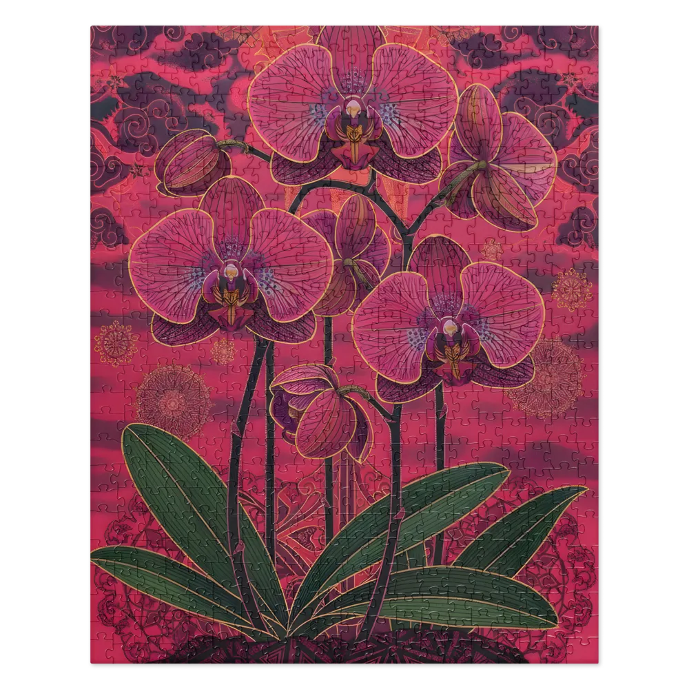 Gilded Orchid Tapestry 
 Jigsaw Puzzle in Tin Box