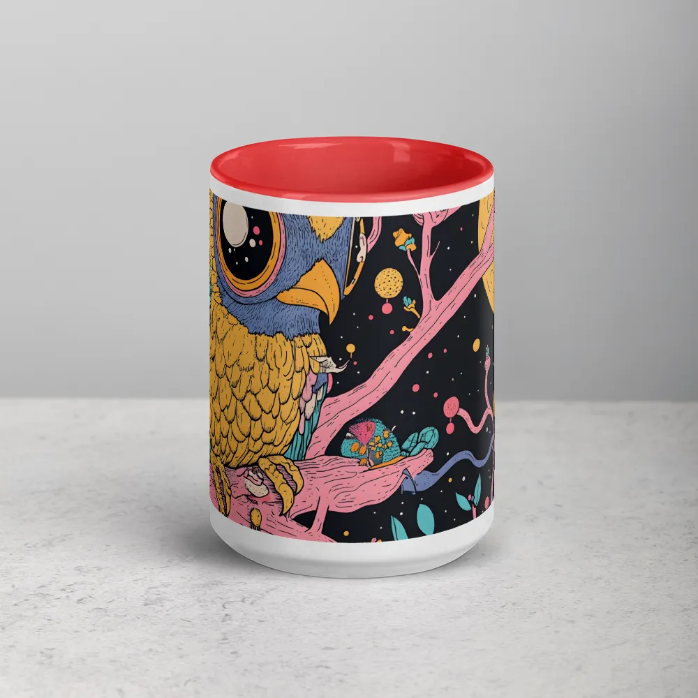 Cosmic Owl Guardian 
 Mug with Black inside