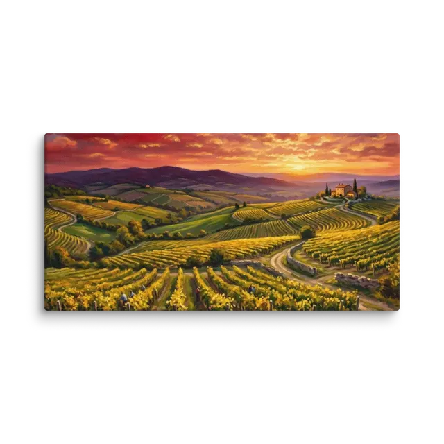 Golden Vineyard Sunset | Art Print