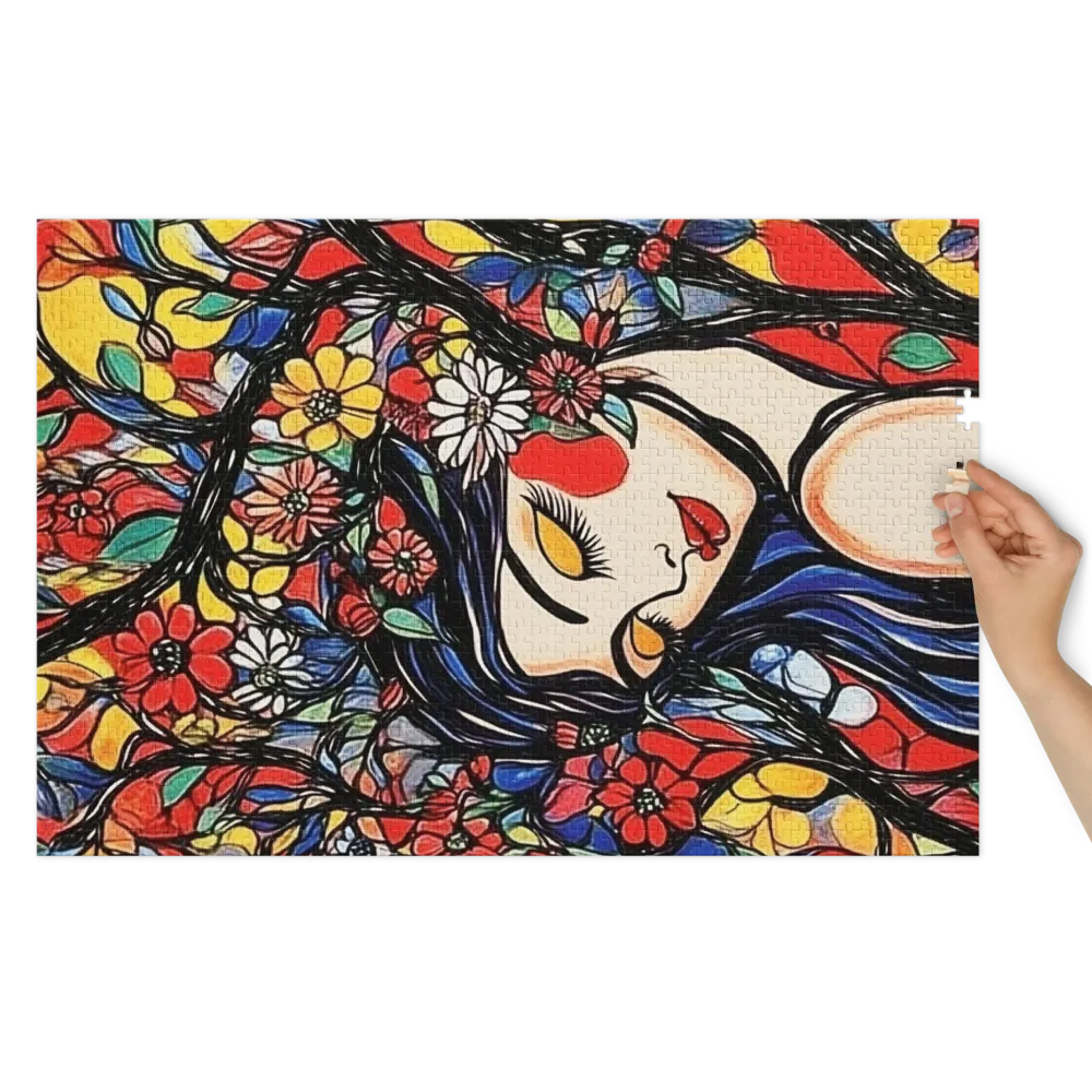 Colorful Floral Woman Illustration | Jigsaw Puzzle (252/520 pieces)