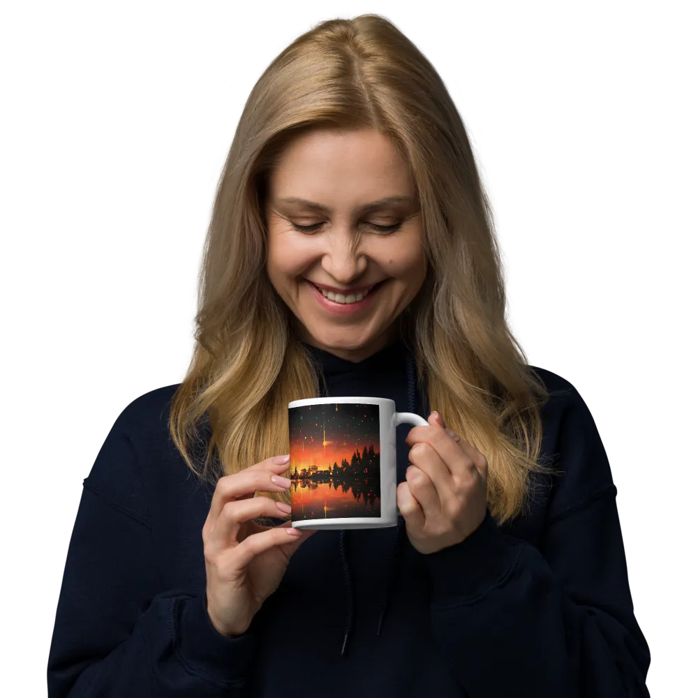 Pagoda Reflections at Dusk 
 Mug with Red inside | 15 oz