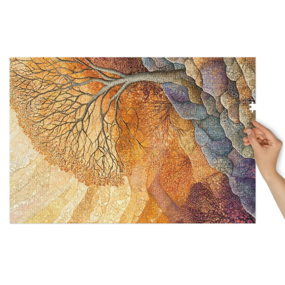 Surreal Tree in Vibrant Landscape | Jigsaw Puzzle (252/520 pieces)