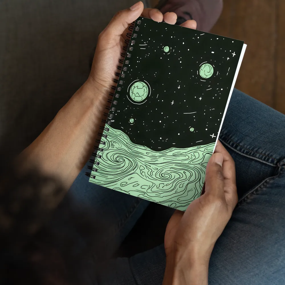 Cosmic Green Swirls 
 Spiral Notebook | 140 pages