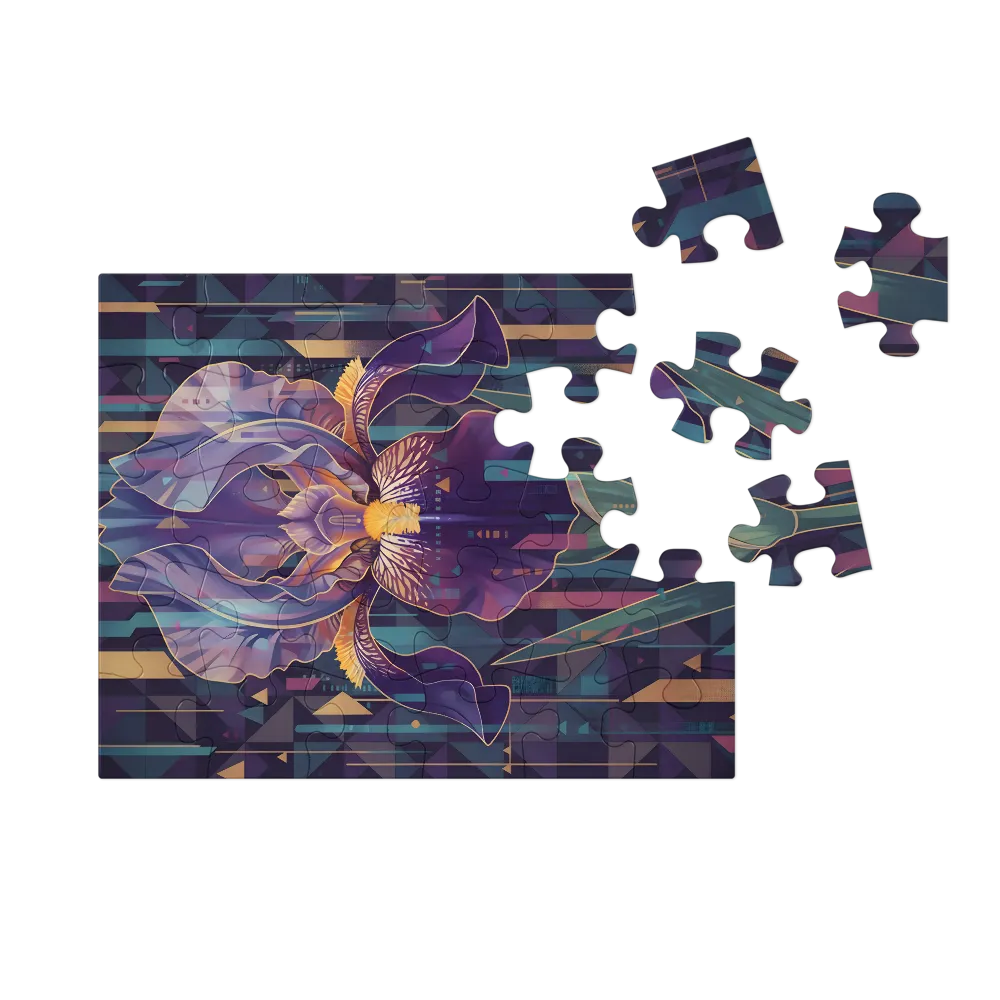 Geometric Iris Blossom 
 Jigsaw Puzzle in Tin Box