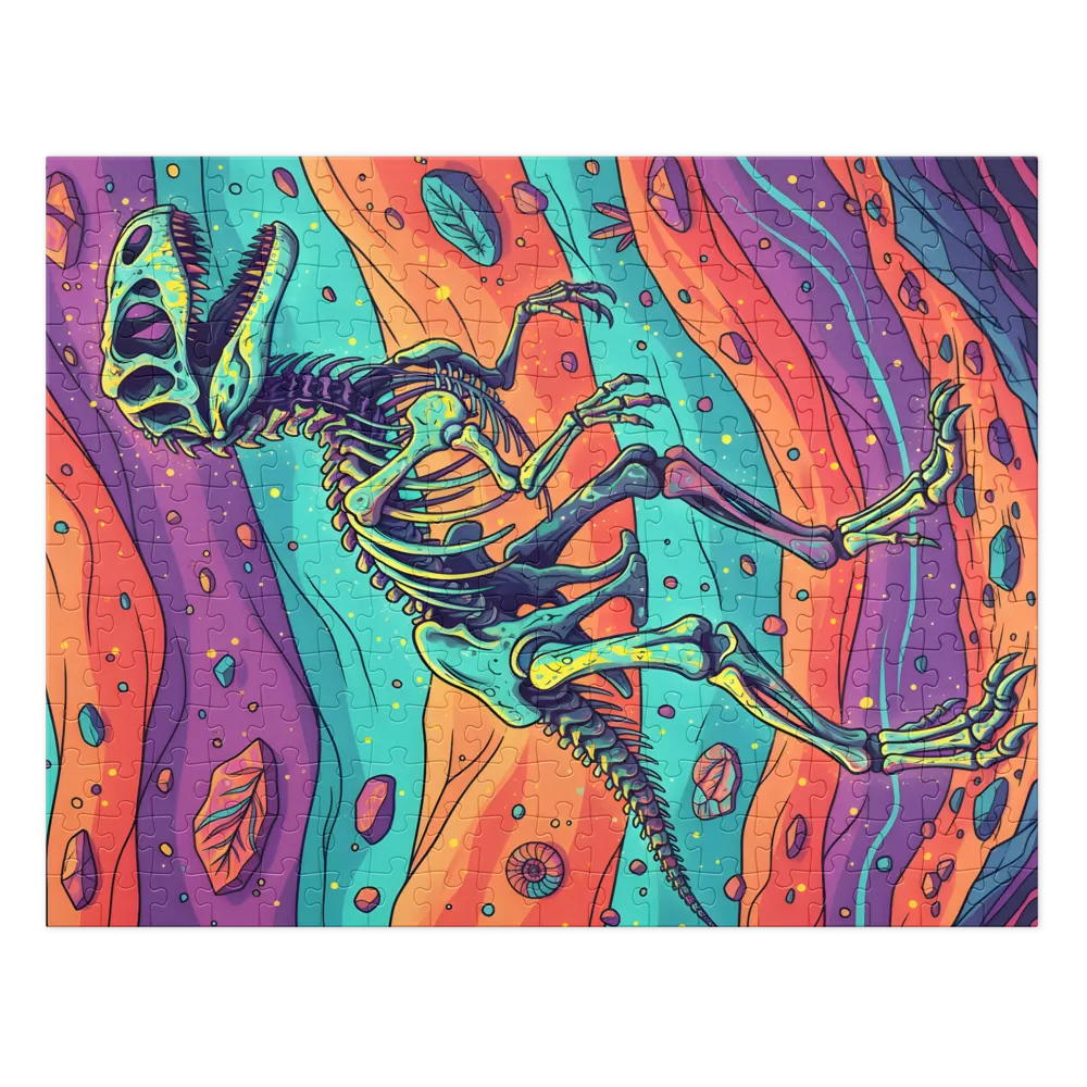 Psychedelic Raptor Skeleton | Jigsaw Puzzles