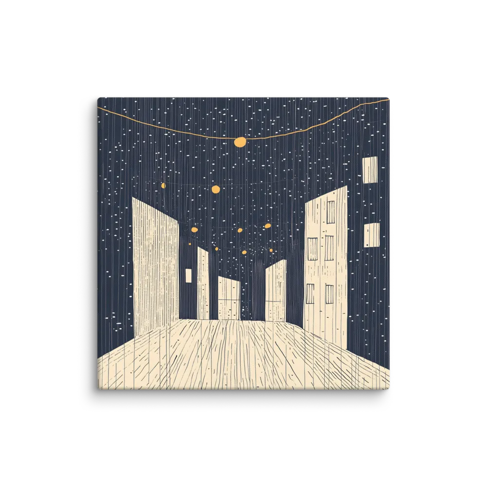 Rainy Cityscape Glow 
 Canvas | 30″x 30″