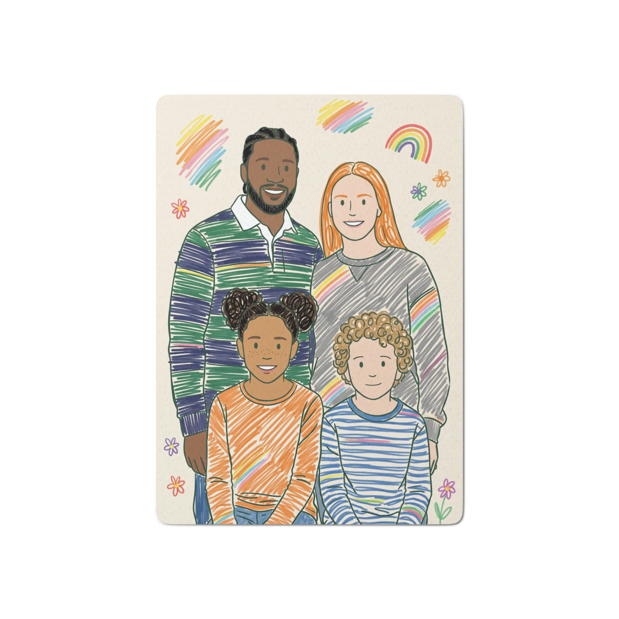Family Portrait Playing Cards — Rainbow Scribble