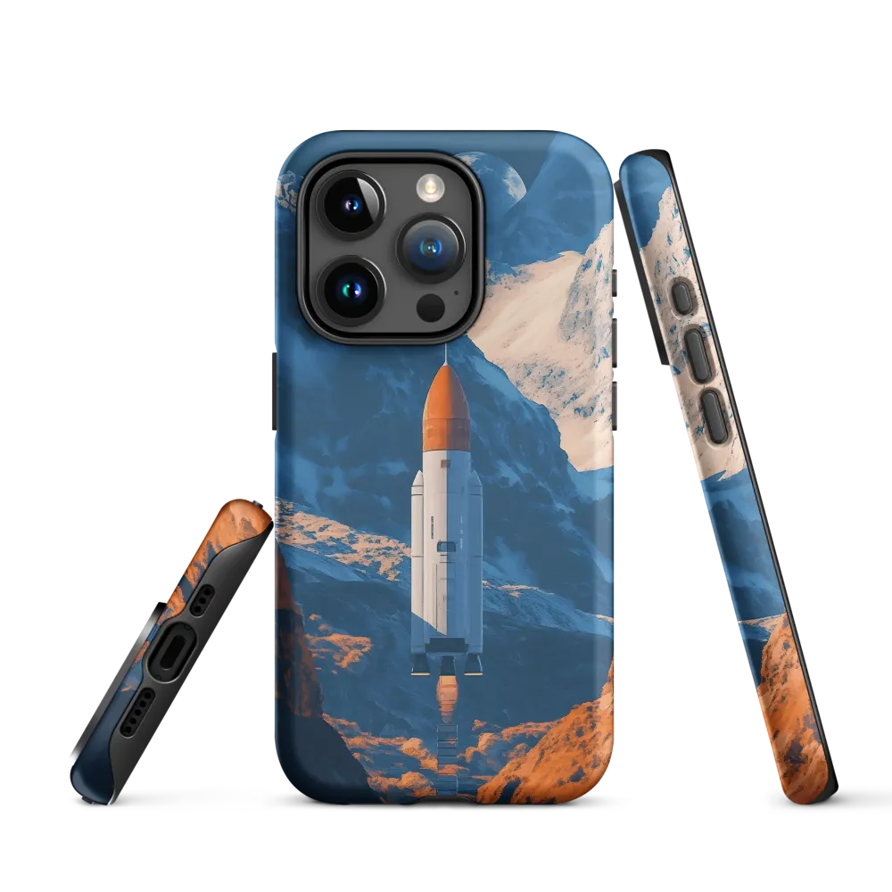 Rocket Launch in Mountain Landscape | Phone Case