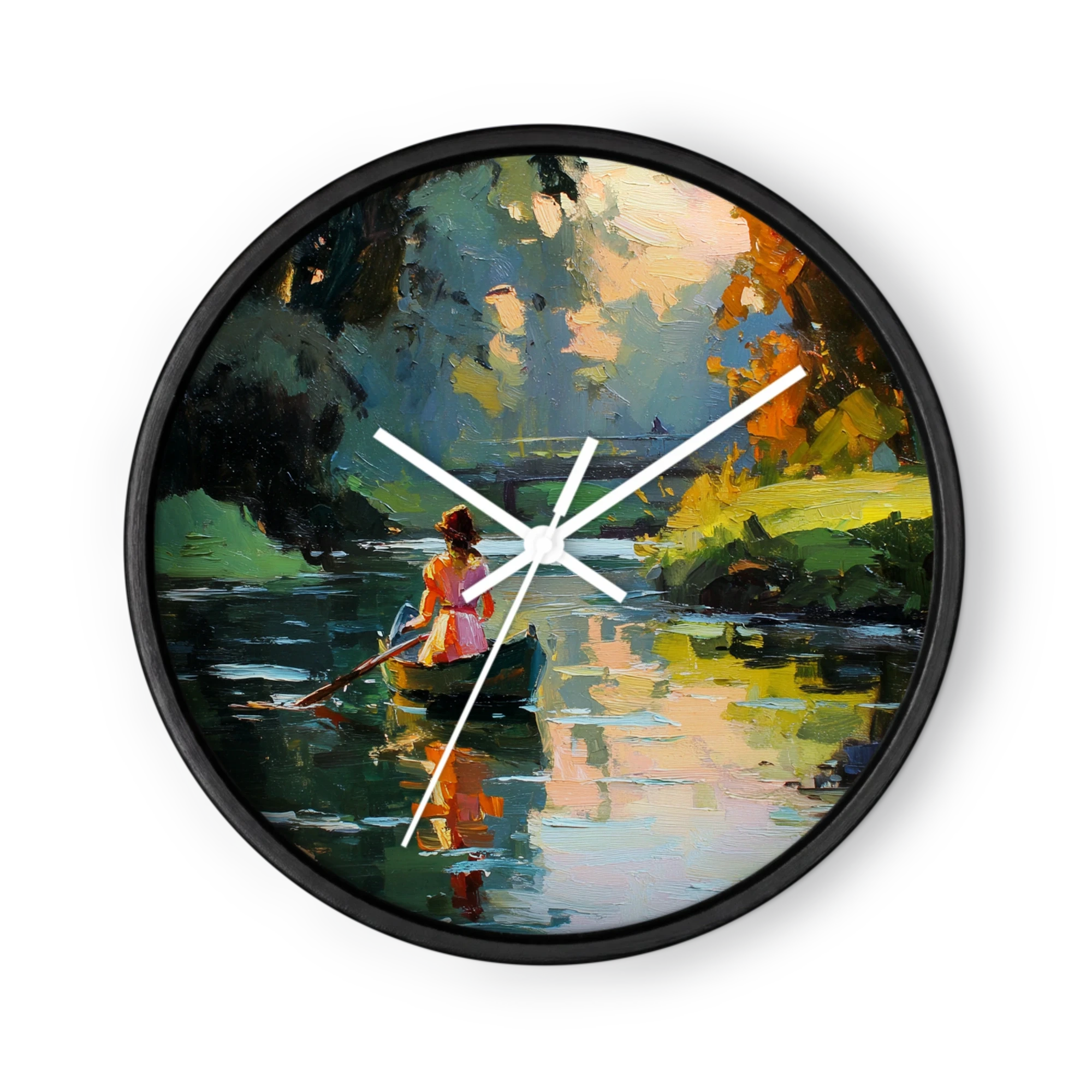 Luminous Palette Knife Impressionism Wall Clocks — Lamplight And Green Shade
