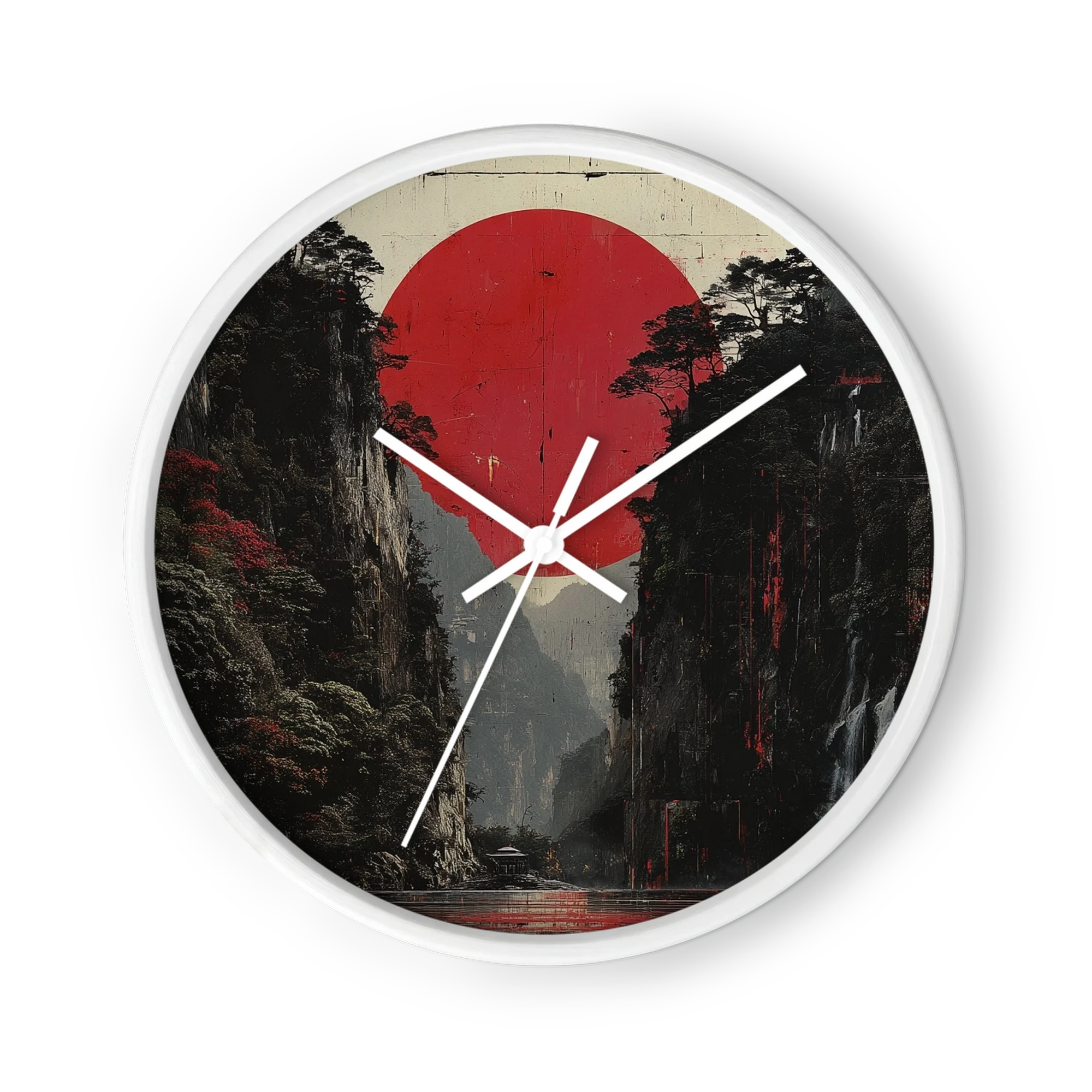 Crimson Horizon River | Wall Clock